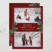 メリークラシッククリスマス赤い二カスタム枚の写真 シーズンカード (正面/裏面)