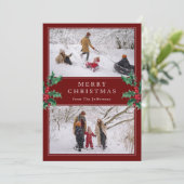 メリークラシッククリスマス赤い二カスタム枚の写真 シーズンカード (スタンド正面)