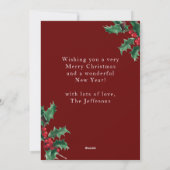 メリークラシッククリスマス赤い二カスタム枚の写真 シーズンカード (裏面)