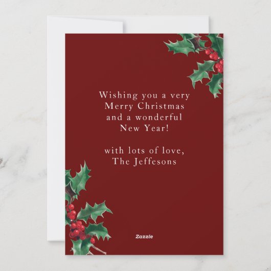 メリークラシッククリスマス赤い二カスタム枚の写真 シーズンカード (裏面)