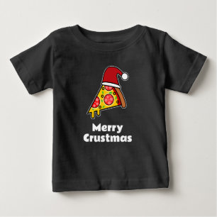 メリークラストマス 面白いピザスライス サンタ ベビーTシャツ