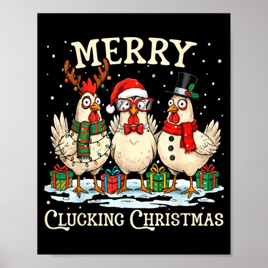 メリークラッキングクリスマス 鶏 農場の動物 クリスマス  ポスター (正面)