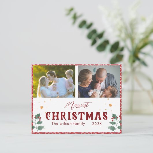 メリークリスエレガントタイポグラフィ2写真 シーズンカード (スタンド正面)
