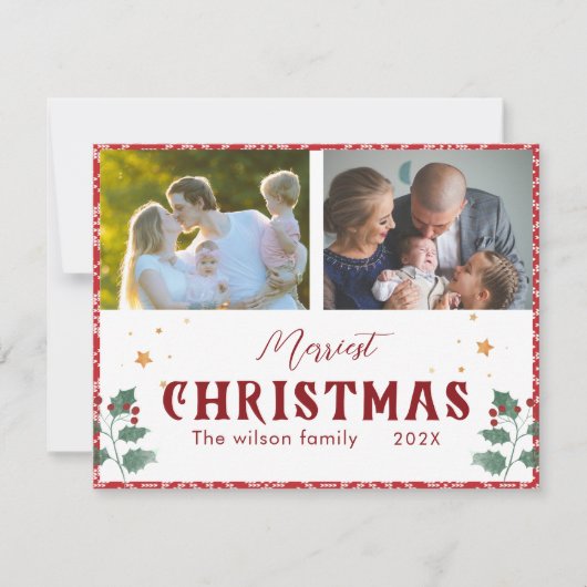 メリークリスエレガントタイポグラフィ2写真 シーズンカード (正面)