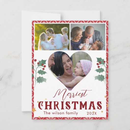 メリークリスエレガントタイポグラフィ3写真 シーズンカード (正面)