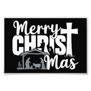 メリークリストマス キリスト教 クリスマス イエス ファミリー フォトプリント           