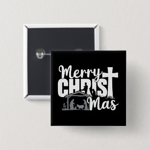 メリークリストマス クリスチャン クリスマス イエス 家族 缶バッジ