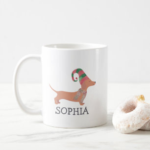 メリークリスマシンプルスかわいいダッシュンドッグ コーヒーマグカップ