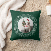 メリークリスマスあなたの写真金ゴールドリースグリーン クッション (ブランケット)