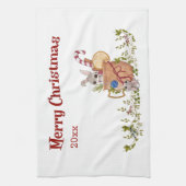メリークリスマスうさぎ年でバニーをからかう キッチンタオル (縦)