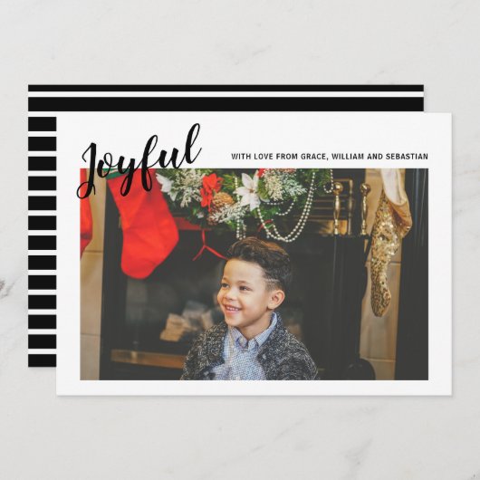 メリークリスマスうれしそうな写真テンプレート(黒) シーズンカード (正面/裏面)
