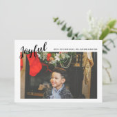 メリークリスマスうれしそうな写真テンプレート(黒) シーズンカード (スタンド正面)