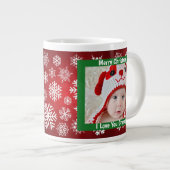 メリークリスマスおじいちゃん赤と白カスタム写真 ジャンボコーヒーマグカップ (正面右)