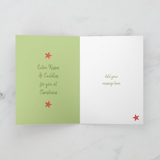 メリークリスマスおばあちゃんのおじいちゃん赤い緑の写真 シーズンカード (内部)