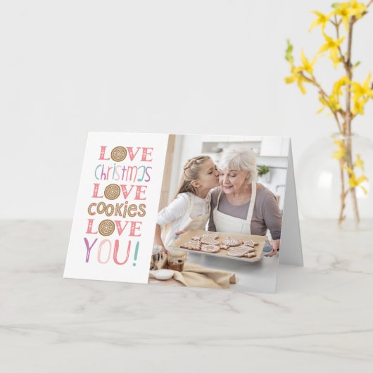 メリークリスマスおばあちゃんの写真カード カード (黄色い花)