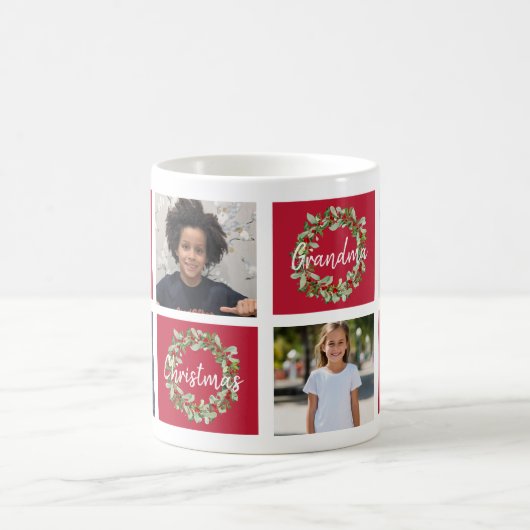 メリークリスマスおばあちゃんの写真コラージュ コーヒーマグカップ (中央)