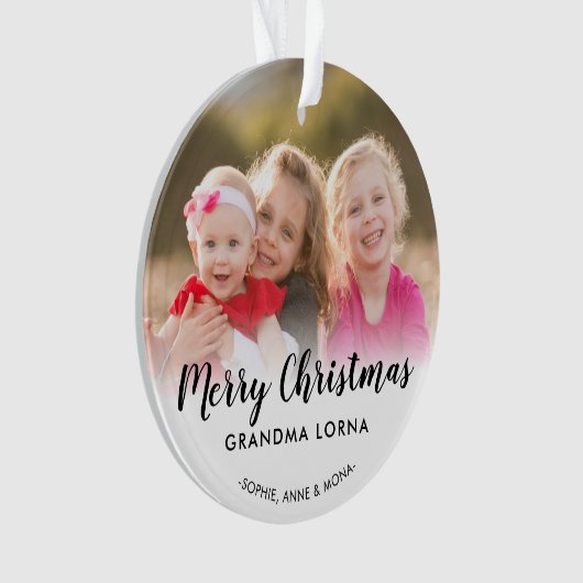 メリークリスマスおばあちゃんの祖父母の名写真 オーナメント (正面)