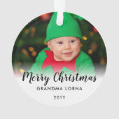 メリークリスマスおばあちゃんの祖父母の名写真 オーナメント (裏面)