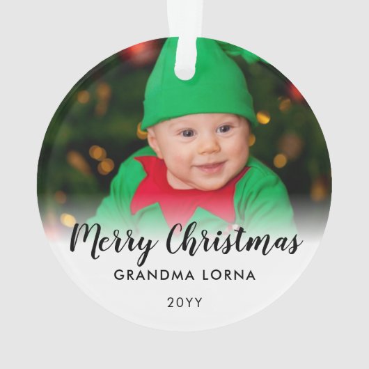 メリークリスマスおばあちゃんの祖父母の名写真 オーナメント (裏面)