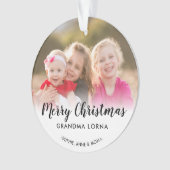 メリークリスマスおばあちゃんの祖父母の名写真 オーナメント (正面)