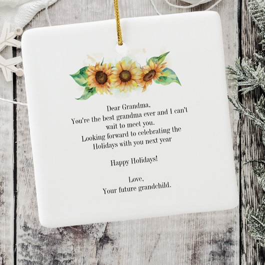 メリークリスマスおばあちゃんひまわり超音波写真 セラミックオーナメント