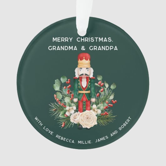 メリークリスマスおばあちゃんグランパくるみ割り写真 オーナメント (正面)
