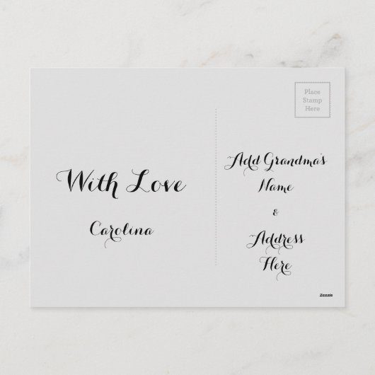 メリークリスマスおばあちゃんシャルボードタイポグラフィ シーズンポストカード (裏面)