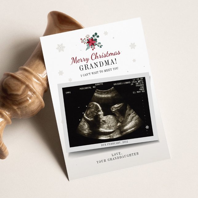 メリークリスマスおばあちゃんジェンダーが超音波検査 (Pregnancy Announcement Christmas Grandma Greetings Card)