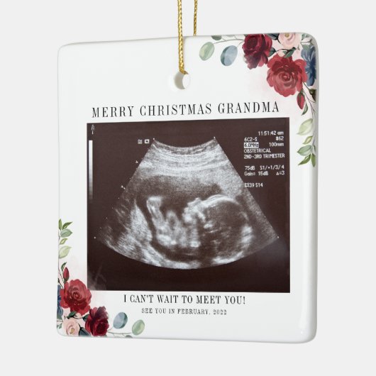 メリークリスマスおばあちゃんフローラ超音波写真 セラミックオーナメント (左)
