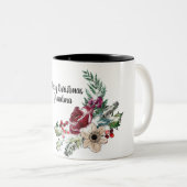 メリークリスマスおばあちゃんホリーベリーフローラ ツートーンマグカップ (正面右)