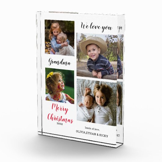メリークリスマスおばあちゃん写真のコラージュ記念 フォトブロック (右)