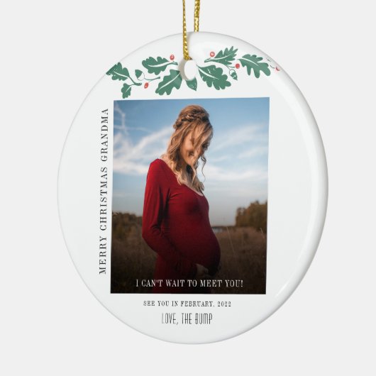 メリークリスマスおばあちゃん写真ベビー締め切り セラミックオーナメント (左)