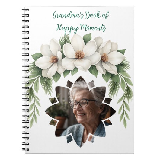 メリークリスマスおばあちゃん写真ホリデーギフト ノートブック (正面)