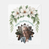 メリークリスマスおばあちゃん写真ホリデーギフト フリースブランケット (正面)