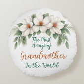 メリークリスマスおばあちゃん写真ホリデーギフト ラウンドクッション (裏面)