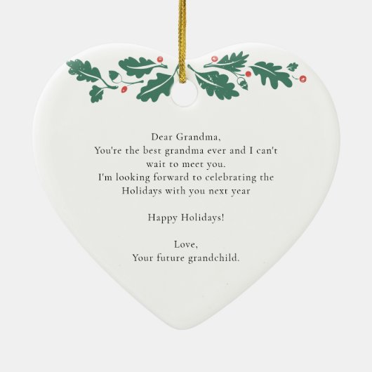 メリークリスマスおばあちゃん妊娠ベビースキャン写真 セラミックオーナメント (裏面)