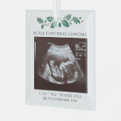 メリークリスマスおばあちゃん妊娠ベビー明かす ガラスオーナメント (正面左)