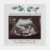 メリークリスマスおばあちゃん妊娠ベビー明かす ガラスオーナメント (裏面)