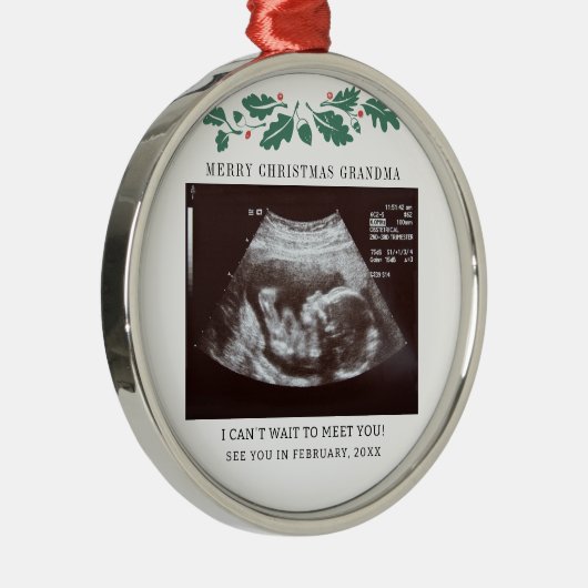 メリークリスマスおばあちゃん妊娠発表 メタルオーナメント (右)