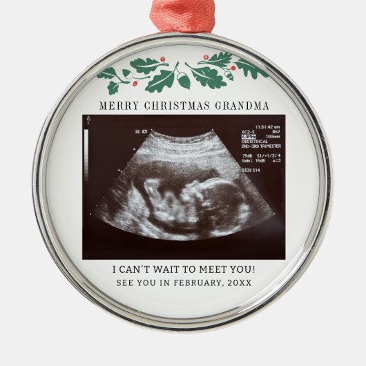 メリークリスマスおばあちゃん妊娠発表 メタルオーナメント (正面)
