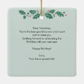 メリークリスマスおばあちゃん妊娠超音波写真 セラミックオーナメント (裏面)