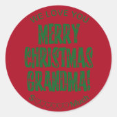 メリークリスマスおばあちゃん愛してる ラウンドシール (正面)