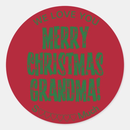 メリークリスマスおばあちゃん愛してる ラウンドシール (正面)