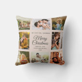 メリークリスマスおばあちゃん赤面ピンクフォトコラージュ クッション (裏面)