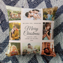 メリークリスマスおばあちゃん赤面ピンクフォトコラージュ クッション