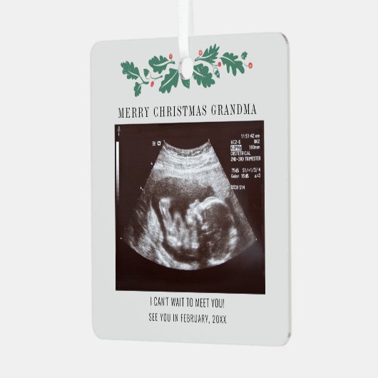 メリークリスマスおばあちゃん超音波妊娠スキャン メタルオーナメント (正面左)