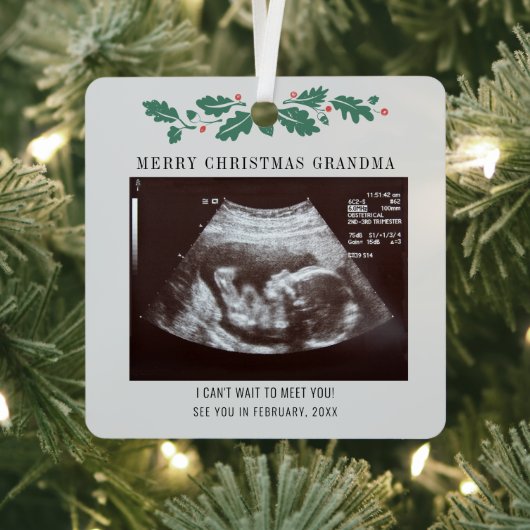 メリークリスマスおばあちゃん超音波妊娠スキャン メタルオーナメント (インサイチュ)