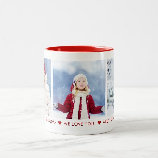 メリークリスマスおばあちゃん3フォトカスタムコーヒーマグ ツートーンマグカップ (中央)