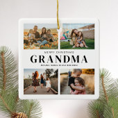 メリークリスマスおばあちゃん4フォトコラージュ セラミックオーナメント