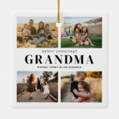 メリークリスマスおばあちゃん4フォトコラージュ セラミックオーナメント (裏面)